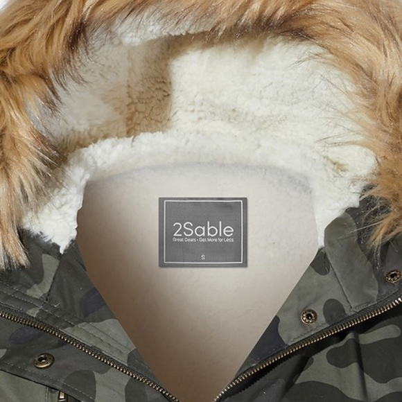 NEW LOVE TREE CAMO MILITARY SHERPA JACKET REMOVABLE FAUX FUR HOODED XS SM MD LG - Picture 4 of 8